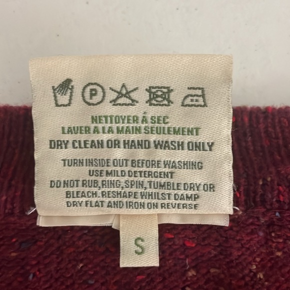 Vintage Aran Woolen Mills Women’s Irish Cardigan Small Berry Tweed Lambswool - Picture 3 of 8